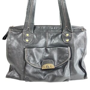 Vintage Fossil 75082 Large Leather Shoulder Tote Bag Dark Brown